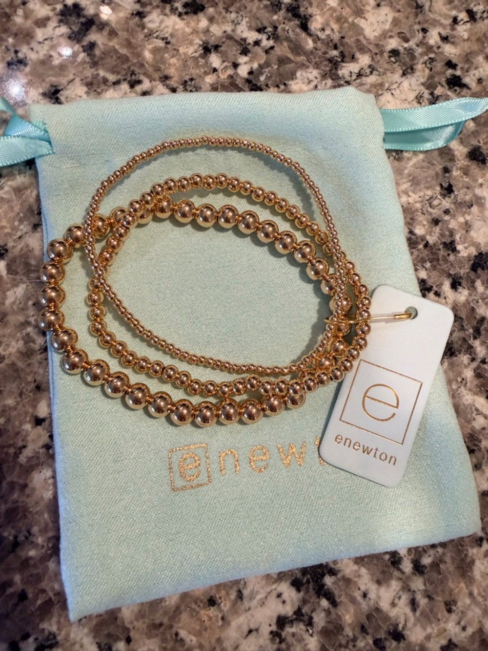 Enewton Set of 3 Gold Beaded Stretch Bracelets NWT! - Picture 3 of 6